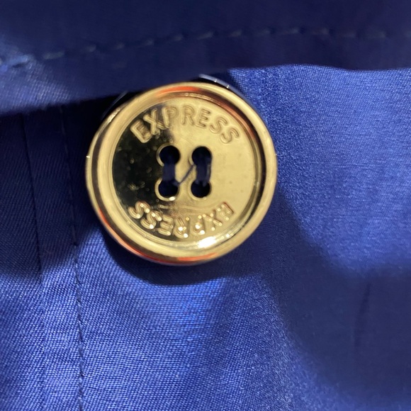 Express Cobalt Blue Trench Coat with Adjustable Cuffs - Picture 3 of 5